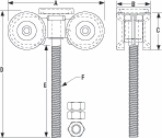 Other view of Door Carriage - 9/16" BSW - 500 kg - 5-Steel Wheels - Needle Bearing - 165 mm x 125 mm - EH15ST - Eltrak