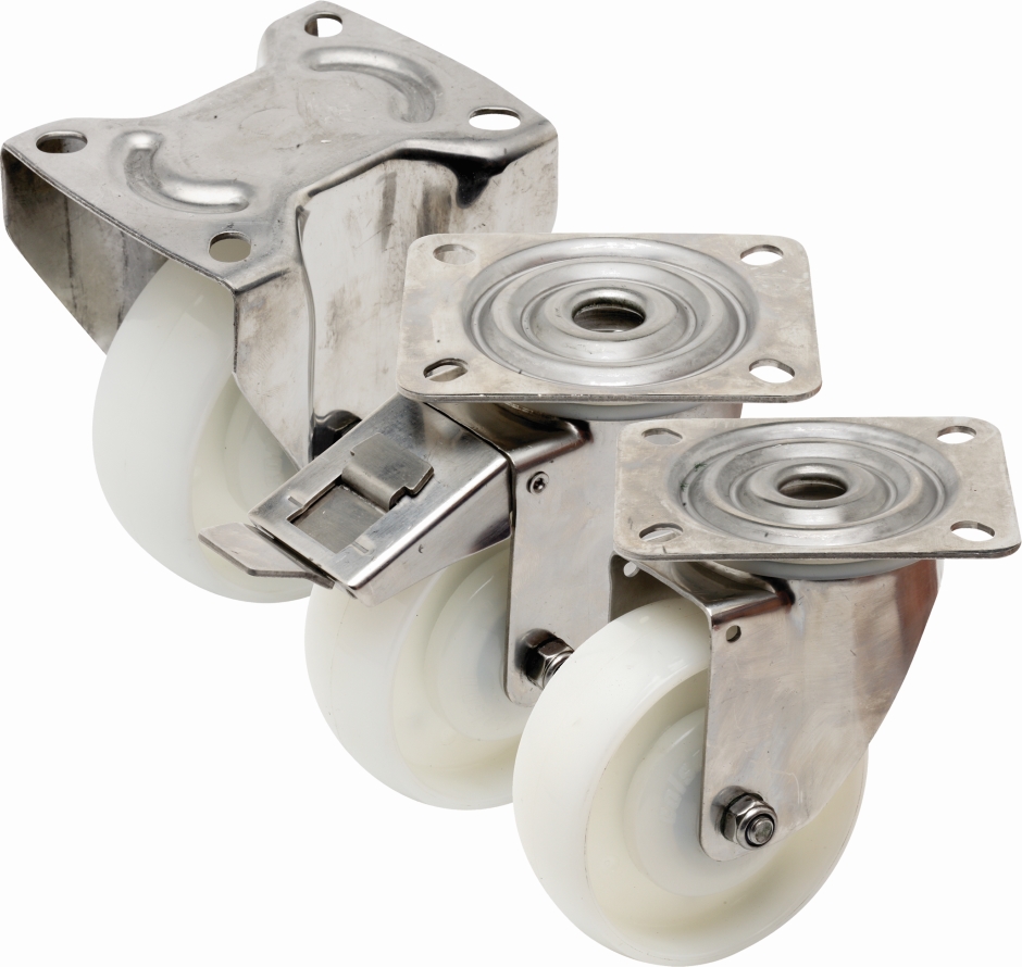 Other view of Plate Castor with Total Lock Brake - Swivel - 130 kg - Nylon Tyre - White - 80 mm - i3 Series - Easyroll - EHI