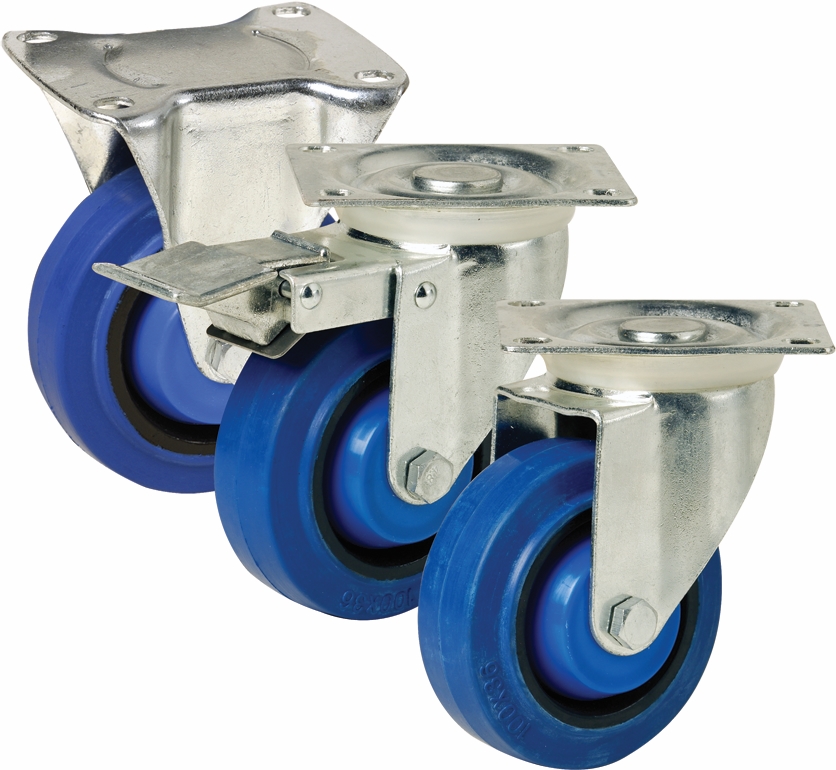 Other view of Plate Castor - Swivel - 90 kg - Rubber Tyre - Blue - 75 mm - i6 Series - Easyroll - EHI