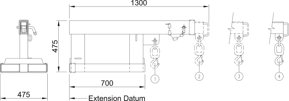 Other view of Fixed Crane Jib  - Long - 2500 kg - Zinc Plated - 1.3 m - FJCS25 - East West Engineering