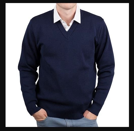 Other view of Men's Anti-Static Pullover – Merino Wool - Conductive Carbon Fibre – Navy – 22 – 449ASP – Elegant Knitting