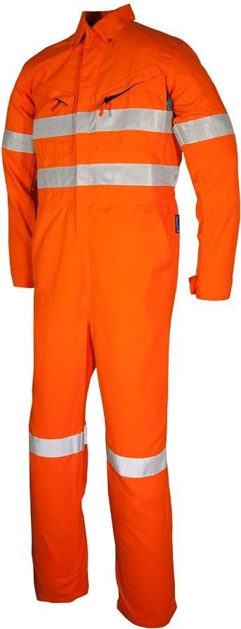 Other view of Flame Retardant Men's Coverall With Reflective Tape – Modacrylic - Tencel - Para-Aramid – Orange – 107S – TSCA700ORT – Tecasafe® Plus – Elliotts