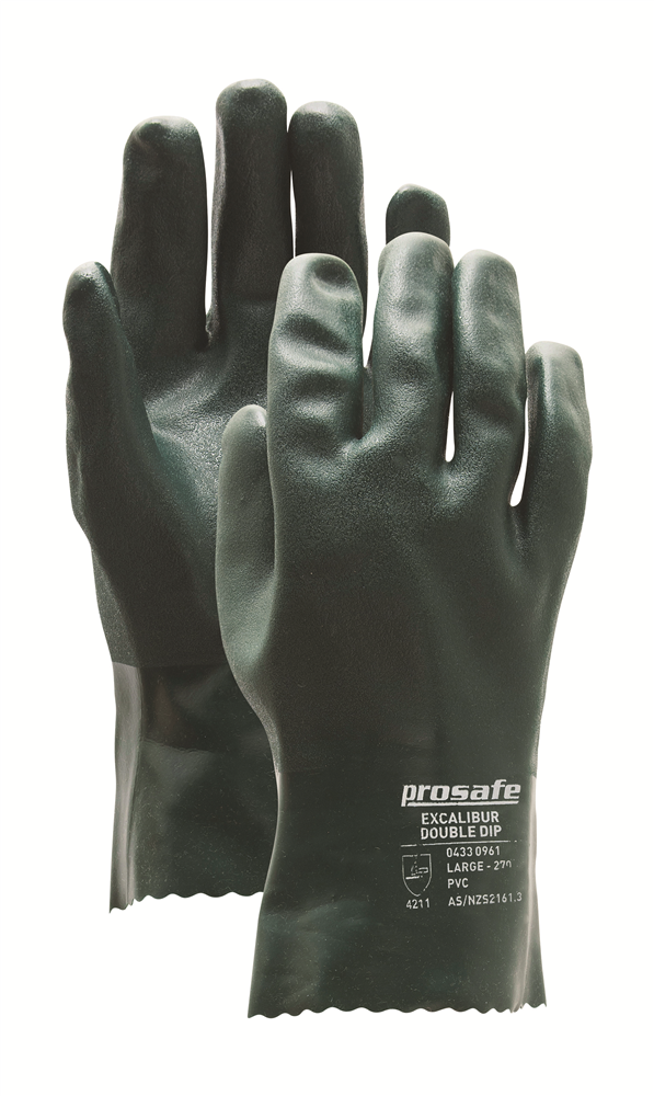 Other view of PROSAFE Excalibur W6524SGJ Chemical & Liquid Resistant Gloves - PVC Double Dipped - Green - 35cm