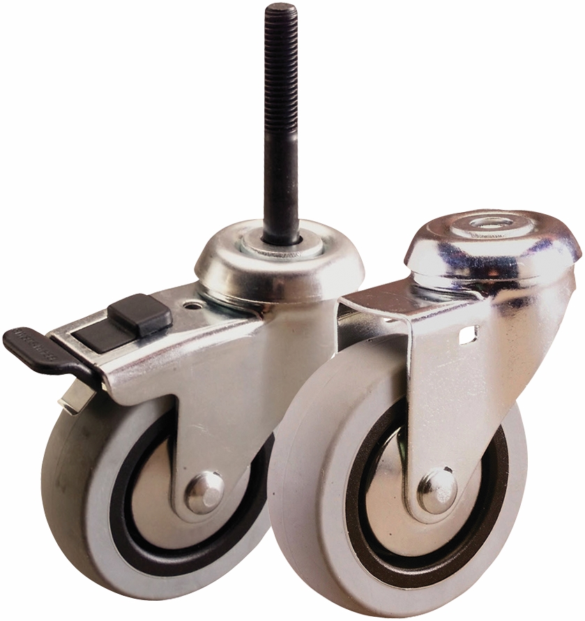 Other view of Castor with Wheel Brake - Bolt Hole - Swivel - M10 - 40 kg - Rubber Tyre - Grey - 50 mm - G1 Series - Easyroll - EHI