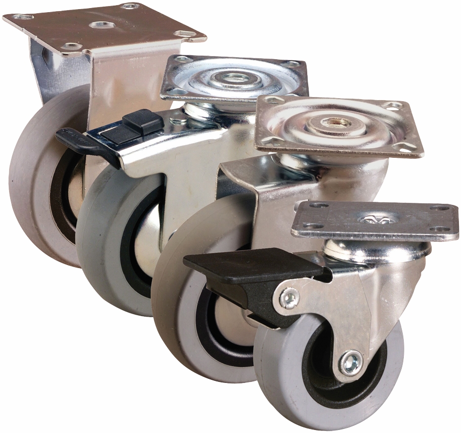 Other view of Plate Castor with Total Lock Brake - Swivel - 55 kg - Rubber Tyre - Grey - 75 mm - G1 Series - Easyroll - EHI