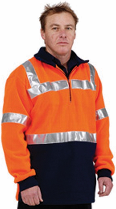 Other view of Men's 2-Tone Pullover With Reflective Tape – Polyester Fleece – Orange/Navy – Small – GS134065BWA – Guardian Safety