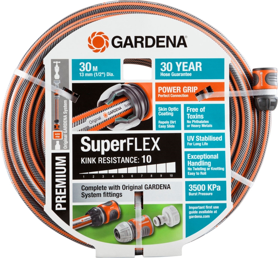 Other view of Gardena Fitted Hose - Superflex - PVC - Grey/Orange/Black - 13mm X 30m - G18192