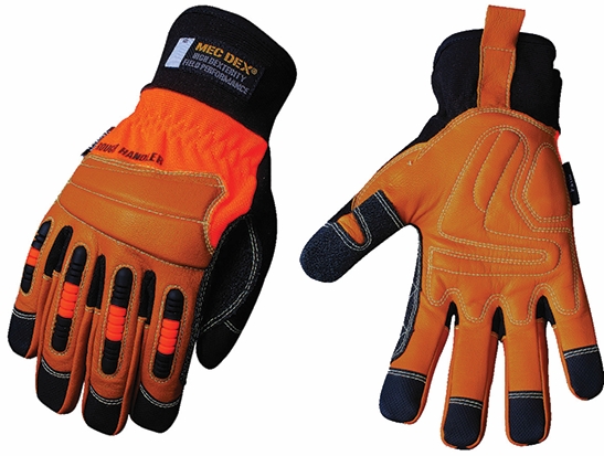 Other view of Cut Resistant Gloves - Goatskin Leather - Straight Cuff - Hi-Vis Orange - X-Large - PR-614 - Rough Handler - Mec Dex