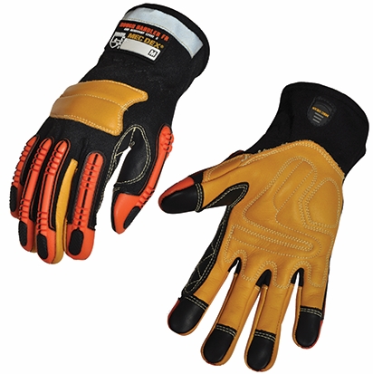 Other view of Cut Resistant Gloves - Flame Resistant - Cowhide Leather - Straight Cuff - Yellow/Black - 3X-Large - PR-615 - Rough Handler - Mec Dex