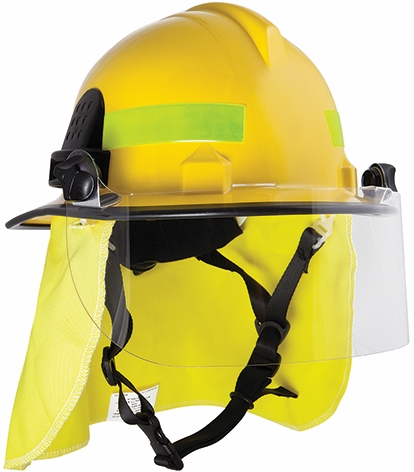 Other view of Protector HF46 Bush Fireman's Helmet - Elastic Chin Strap & Visor - Yellow - HF46YE