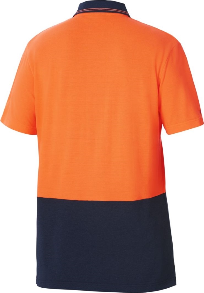 Other view of Men's 2-Tone Polo T-Shirt – Polyester - Cotton Pique – Orange/Navy – Large – Y11332 – Foundations – Hard Yakka