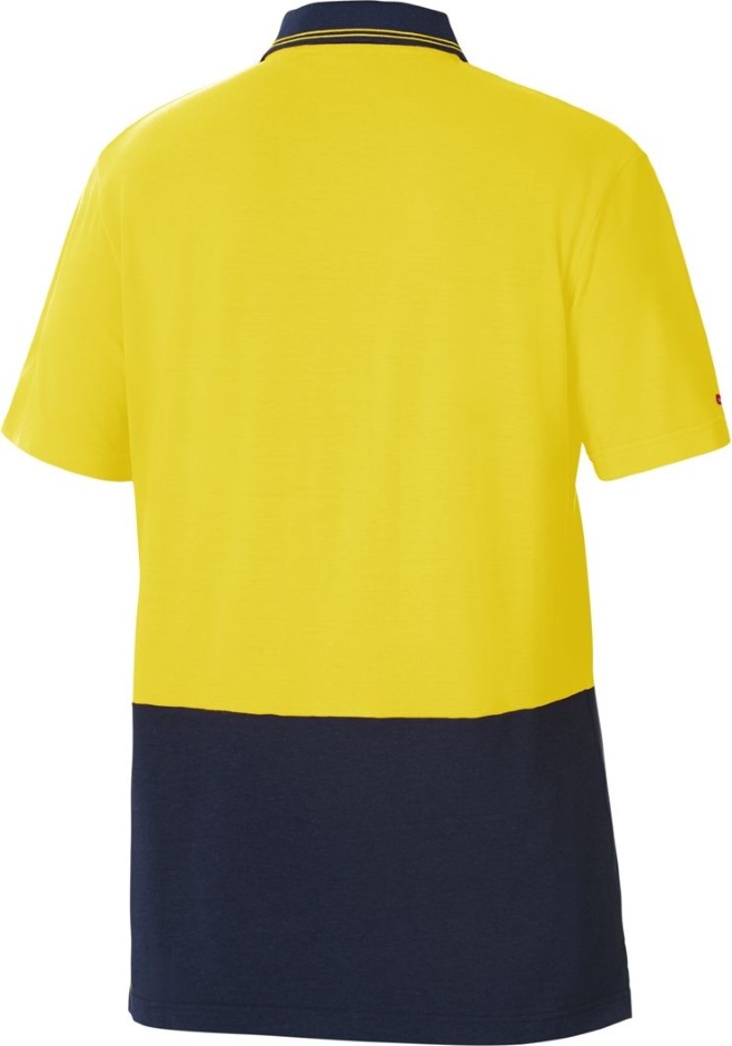 Other view of Men's 2-Tone Polo T-Shirt – Polyester - Cotton Pique – Yellow/Navy – Medium – Y11332 – Foundations – Hard Yakka