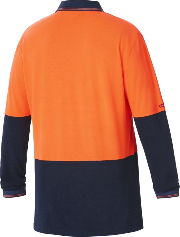 Other view of Men's 2-Tone Polo T-Shirt – Polyester - Cotton Pique – Orange/Navy – 2X-Small – Y11343 – Foundations – Hard Yakka