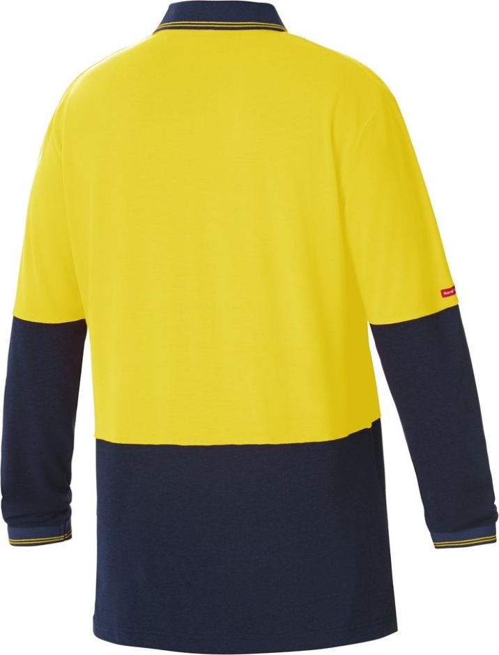 Other view of Men's 2-Tone Polo T-Shirt – Polyester - Cotton Pique – Yellow/Navy – 3X-Large – Y11343 – Foundations – Hard Yakka