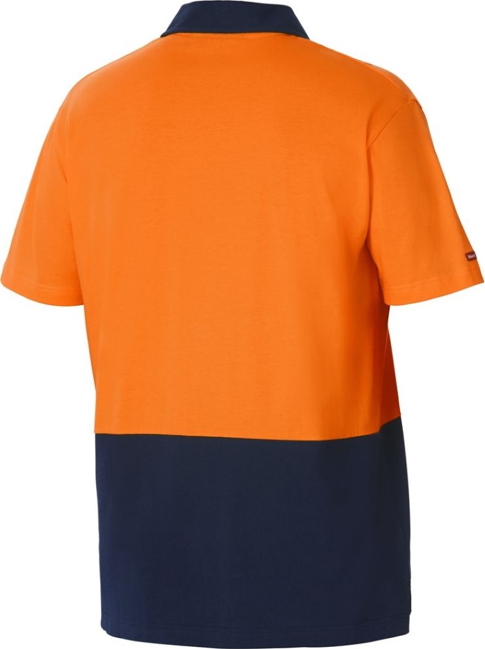 Other view of Men's 2-Tone Polo T-Shirt – Cotton Single Jersey – Orange/Navy – Medium – Y11376 – Foundations – Hard Yakka