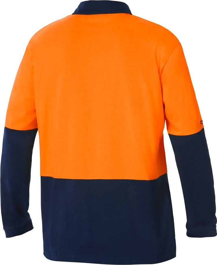 Other view of Men's 2-Tone Polo T-Shirt – Cotton Single Jersey – Orange/Navy – 3X-Large – Y11360 – Foundations – Hard Yakka