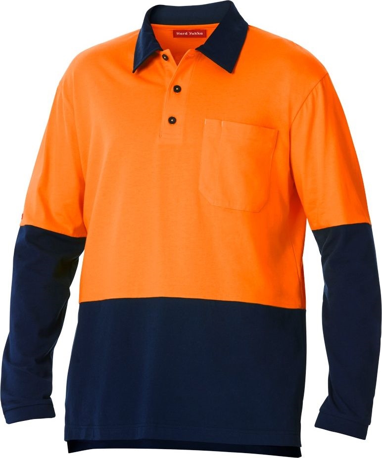 Other view of Men's 2-Tone Polo T-Shirt – Cotton Single Jersey – Orange/Navy – X-Small – Y11360 – Foundations – Hard Yakka