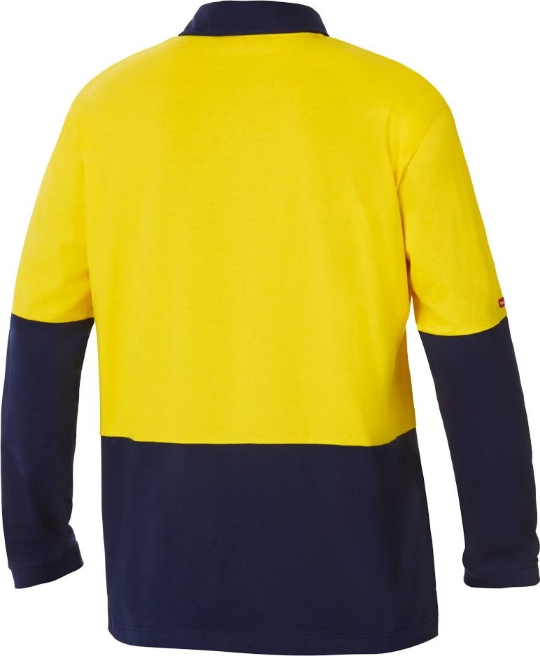 Other view of Men's 2-Tone Polo T-Shirt – Cotton Single Jersey – Yellow/Navy – Medium – Y11360 – Foundations – Hard Yakka