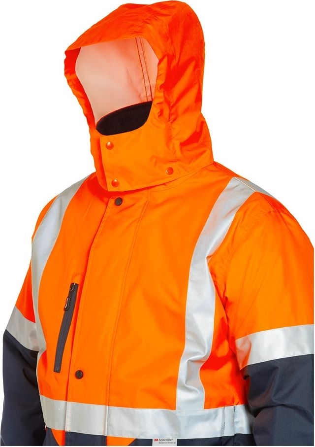 Other view of Men's 2-Tone Quilted Pilot Jacket With 3M Reflective Tape – Polyester Oxford Weave – Orange/Navy – Small – Y06064 – Foundations – Hard Yakka