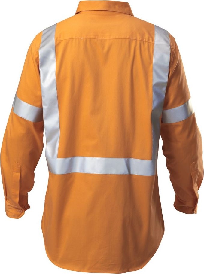 Other view of Men's Drill Shirt With 3M Tape – Cotton – Safety Orange – Large – Y07989 – Hard Yakka