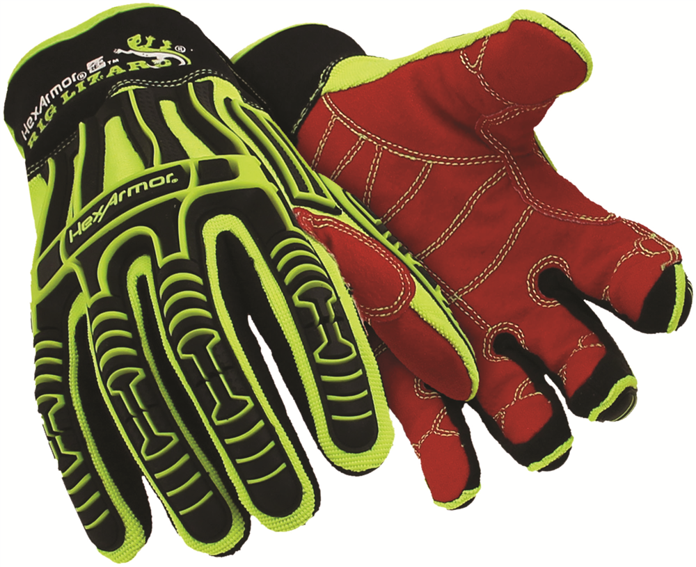 Other view of HexArmor Rig Lizard 2021 Impact Protection Gloves - Cut C - Poly Cotton Liner - PVC Palm Coated - Slip fit Wrist - Hi-Vis Yellow/Red/Black - M