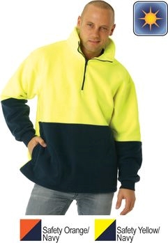 Other view of Men's Jumper With 3M Reflective Tape – Polyester Polar Fleece – Orange/Navy – X-Large – 918016 Pop Over – Huski