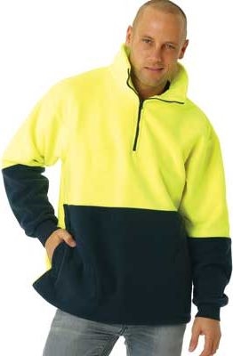 Other view of Men's Jumper With 3M Reflective Tape – Polyester Polar Fleece – Yellow/Navy – 4X-Large – 918016 Pop Over – Huski