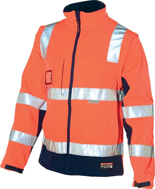 Other view of Men's Softshell Jacket – Polyester – Railway Orange/Navy – 2X-Large – 918074 Chassis – Huski