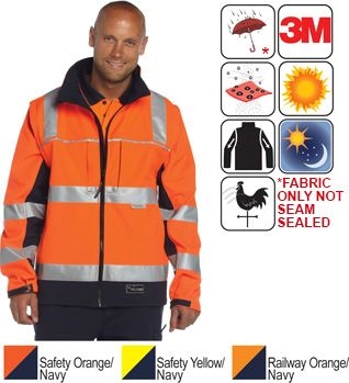 Other view of Men's Softshell Jacket – Polyester – Railway Orange/Navy – 2X-Large – 918074 Chassis – Huski