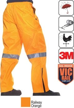 Other view of Men's Pull On Pant With 3M Reflective Tape – Polyester – Railway Orange/Navy – Large – 918093 Tarmac – Huski