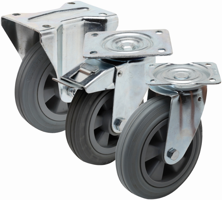 Other view of Plate Castor - Swivel - 200 kg - Rubber Tyre - Grey - 200 mm - i4 Series - Easyroll - EHI