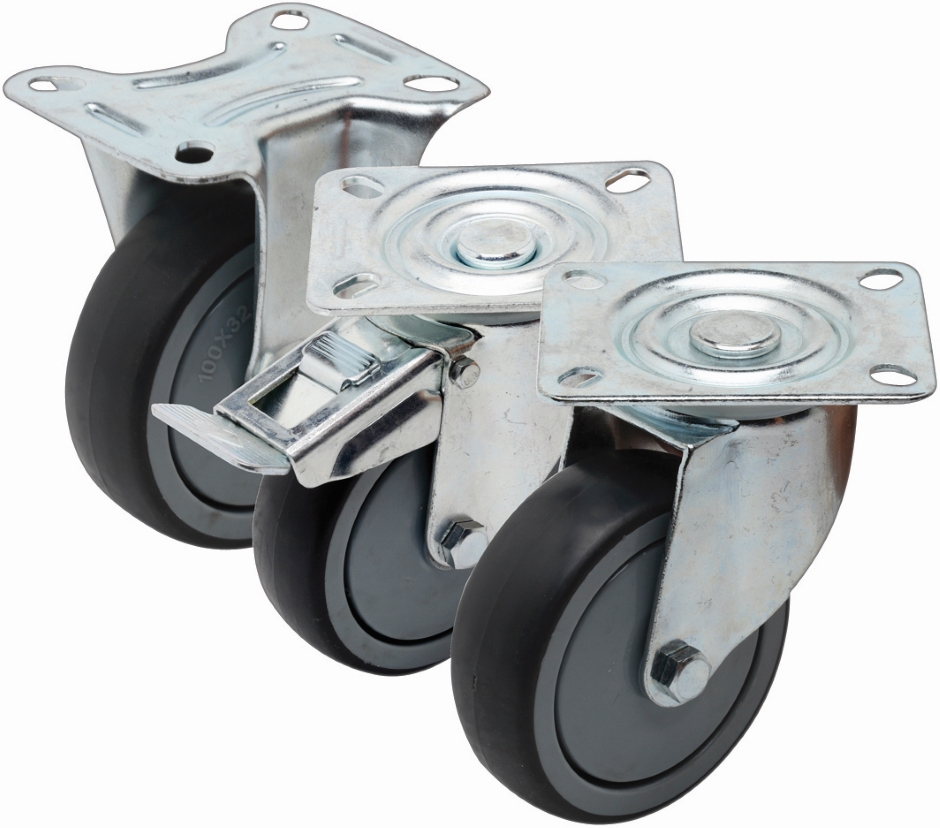 Other view of Plate Castor - Swivel - 100 kg - Rubber Tyre - Grey - 125 mm - i4 Series - Easyroll - EHI