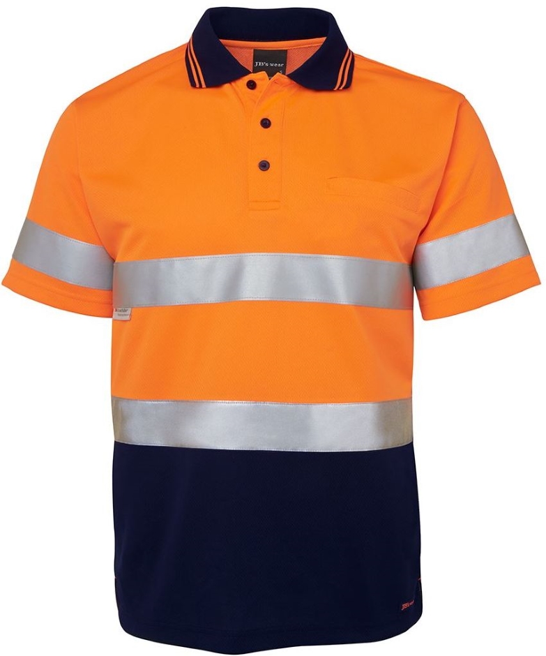 Other view of JB's Wear Hi Vis Polyester Short Sleeve Taped Day and Night Traditional Polo Shirt 6HVST Orange/Navy XL