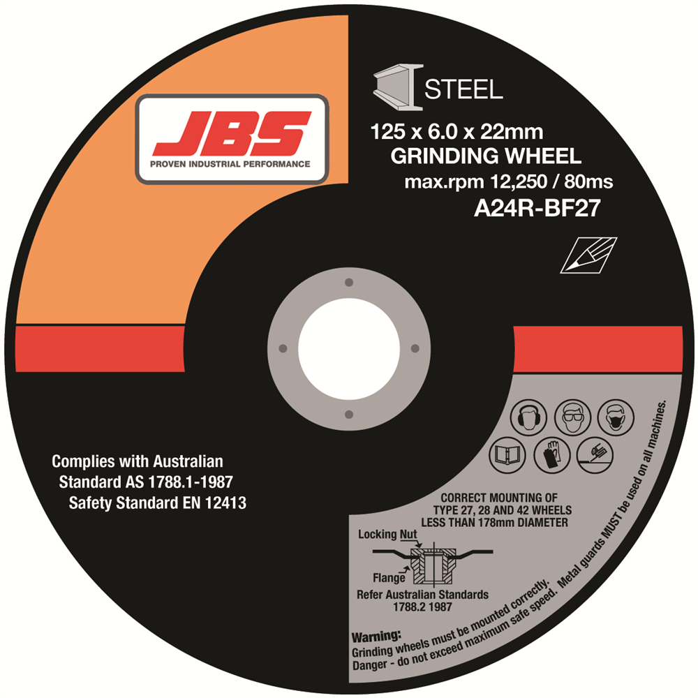 Other view of JBS JBS180622 A24R-BF27 Metal Grinding Wheel - 180 x 6 x 22mm