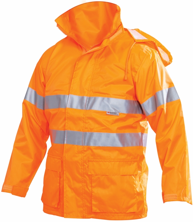 Other view of Breathable Waterproof Jacket With Reflective Tape - Polyester - Safety Orange - 137 - CGS409+REF - ACE