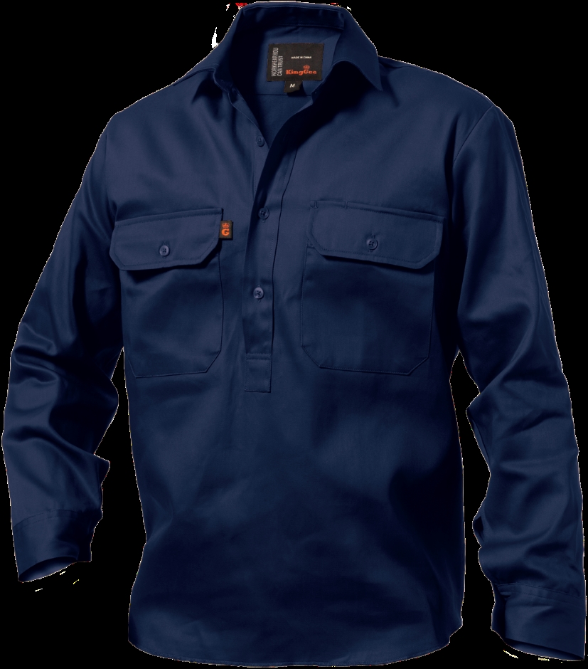 Other view of Closed Front Men's Drill Shirt – Cotton – Navy – 2X-Large/45 – K04020 – King Gee