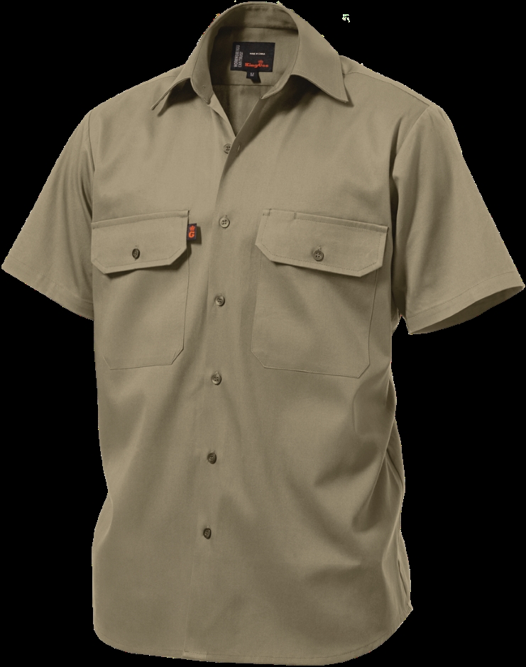 Other view of Open Front Men's Drill Shirt – Cotton – Khaki – 4X-Large/50 – K04030 – King Gee