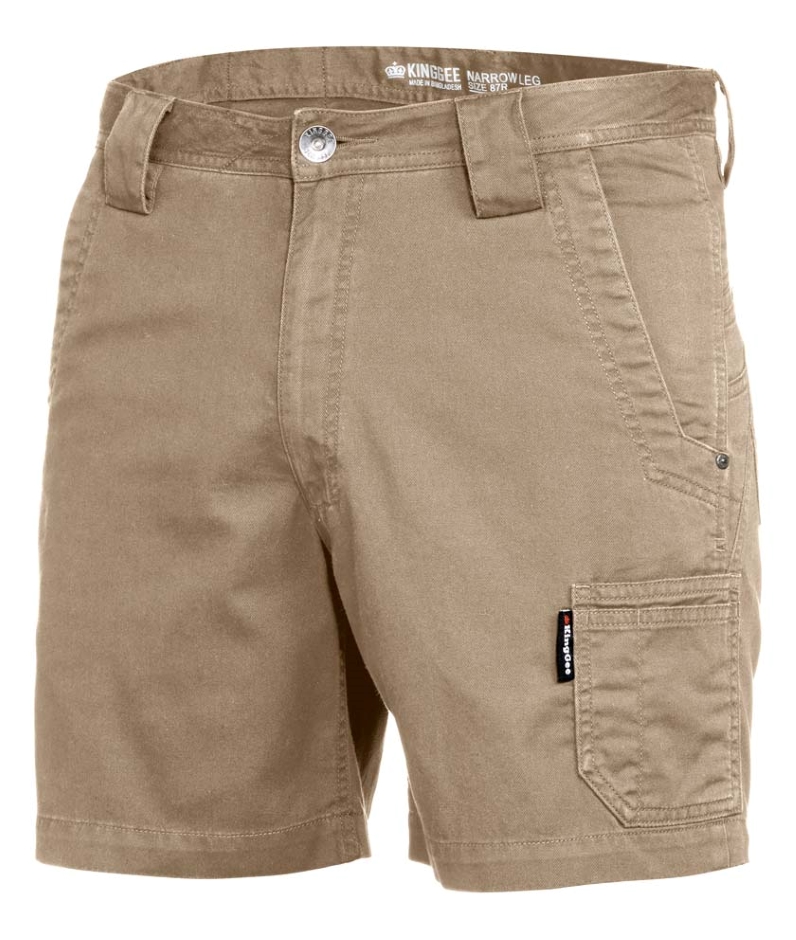 Other view of Tradies Narrow Shorts – Cotton – Khaki – 77R – K17330 – King Gee