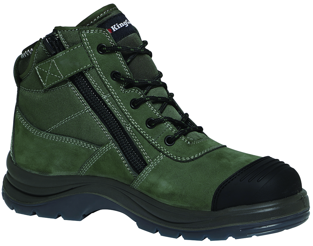 Other view of KingGee - BOOTS - SFTY TRADIE ZIP OLIVE - K27110 L/U - 7.5 - 9352795356291