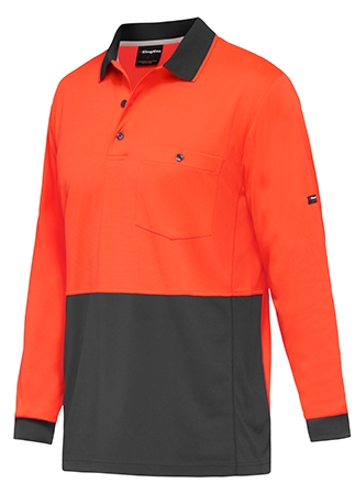 Other view of WorkCool Hyperfreeze Spliced Polo T-Shirt – Polyester – Red/Charcoal – Small – K54235 – King Gee