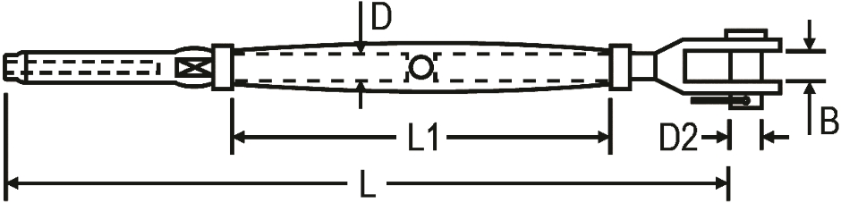 Other view of TURNBUCKLE PIPE JAW/TERM S/S316 M10X6.3