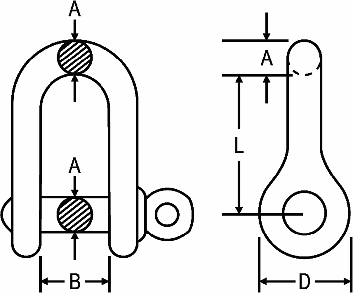 Other view of SHACKLE D S/S316 CAPTIVE PIN M10
