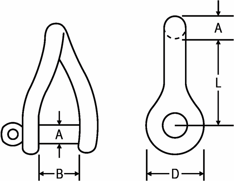 Other view of SHACKLE D TWISTED S/S316 M8 X 32