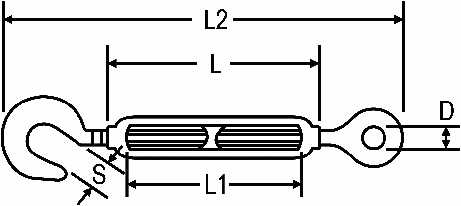 Other view of TURNBUCKLE HOOK/EYE S/S316 M4 X 55