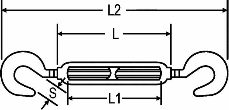 Other view of TURNBUCKLE HOOK/HOOK S/S316 M12 X 200