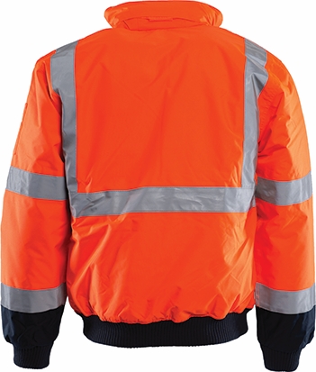 Other view of Bomber Jacket With Reflective Tape – Oxford Polyester – Orange/Navy – Small – MJA010 – Workhorse