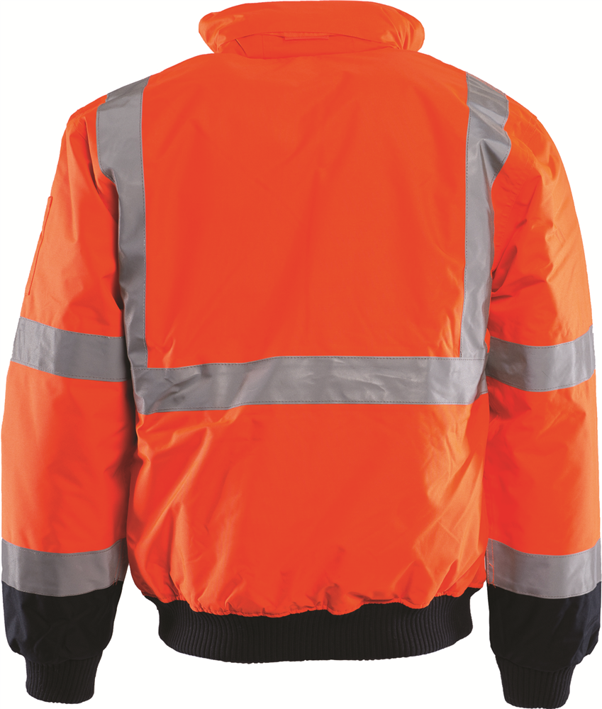 Other view of Bomber Jacket With Reflective Tape – Oxford Polyester – Orange/Navy – Small – MJA010 – Workhorse