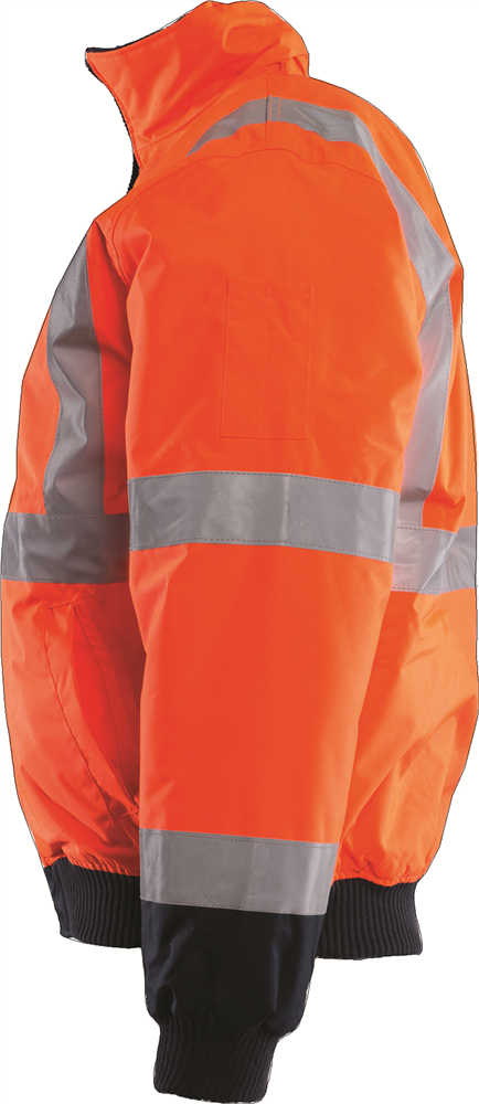 Other view of Bomber Jacket With Reflective Tape – Oxford Polyester – Orange/Navy – Small – MJA010 – Workhorse