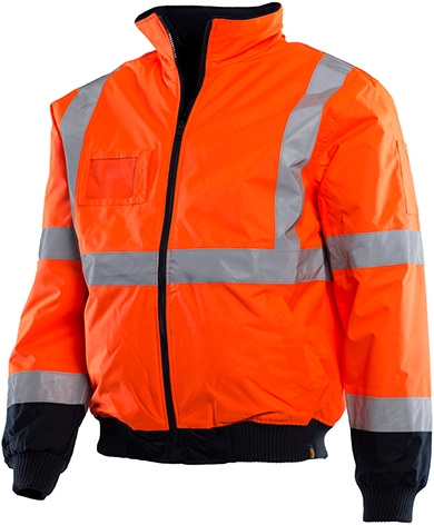 Other view of Bomber Jacket With Reflective Tape – Oxford Polyester – Orange/Navy – Small – MJA010 – Workhorse