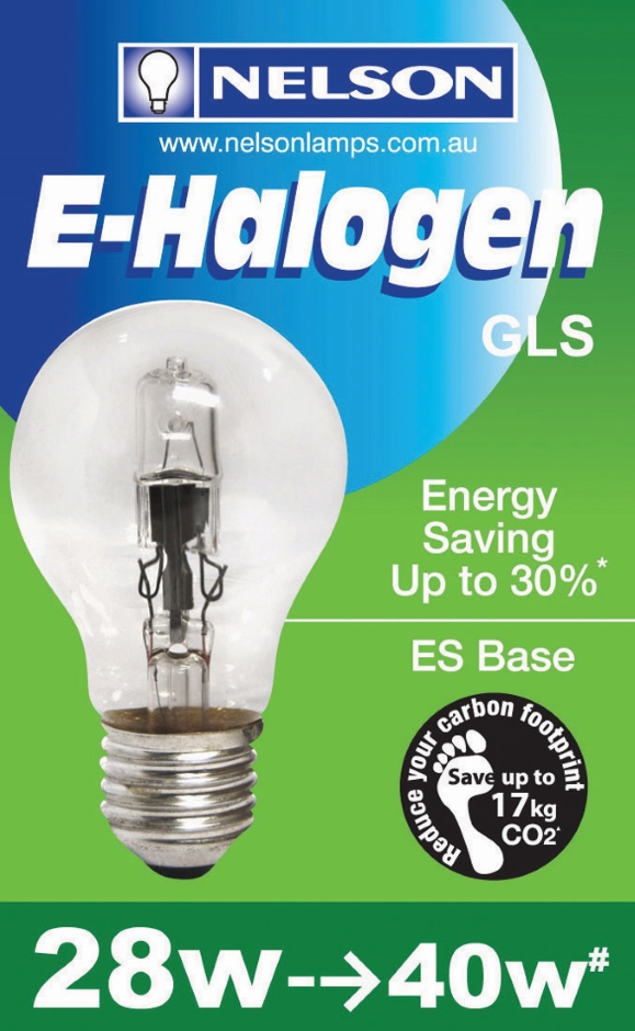 Other view of E-Halogen Lamp - Clear - ES Edison E27 Base - GLS - 28 W - 240 V - Nelson